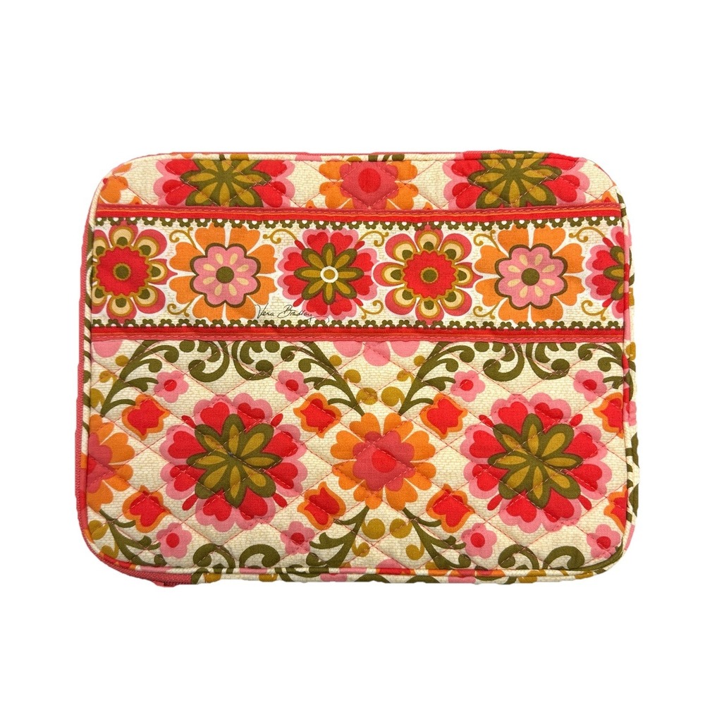 Vera Bradley Folklore 10" Tablet Ipad Sleeve Case Padded Red Pink Floral